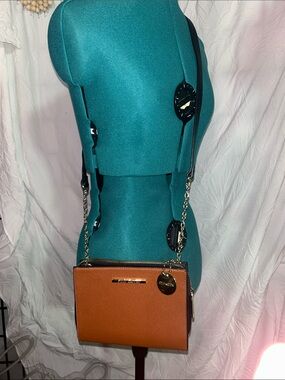 Steve Madden Brown Crossbody with Gold Chain Strap